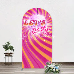 Lofaris Rainbow Stripe Shine Disco Ball Arch Party Backdrop