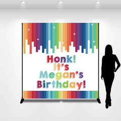 Lofaris Rainbow Stripes Star Personalized Birthday Backdrop