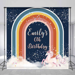 Lofaris Rainbow Unicorn Glitter Custom 6th Birthday Backdrop