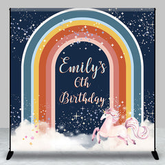 Lofaris Rainbow Unicorn Glitter Custom 6th Birthday Backdrop