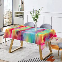 Lofaris Rainbow Watercolor Abstract Texture Kitchen Tablecloth