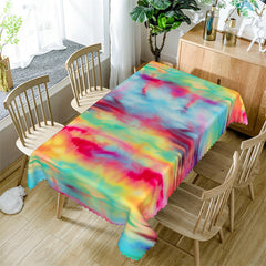 Lofaris Rainbow Watercolor Abstract Texture Kitchen Tablecloth