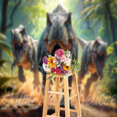 Lofaris Rainforest Wonderland with Dinosaur Photo Backdrop