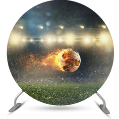 Lofaris Rainy Burning Football Field Round Birthday Backdrop