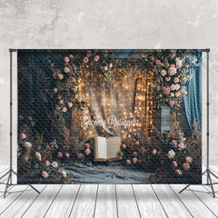 Lofaris Rampant White Pink Floral Dim Light Curtain Backdrop