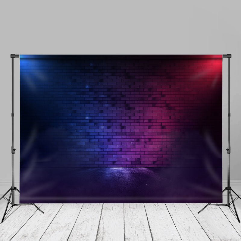 Lofaris Rays Neon Light Blue Red Brick Photo Studio Backdrop