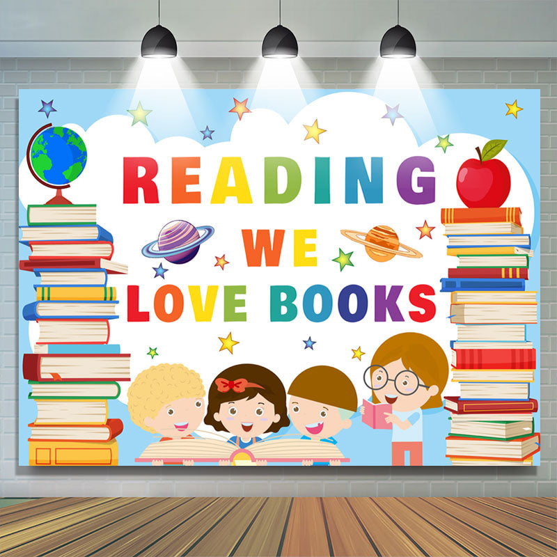 Reading We Love Books School Classroom Backdrop - Lofaris