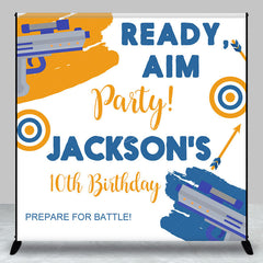 Lofaris Ready Aim Party Sport Custom 10th Birthday Backdrop