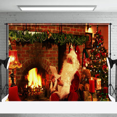 Lofaris Real Scene Santa Brick Fireplace Christmas Backdrop