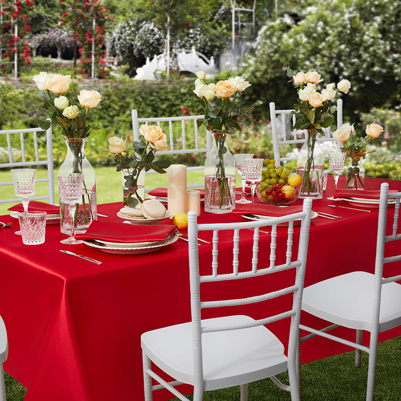 Lofaris Red 108 GSM Satin Banquet Rectangle Tablecloth