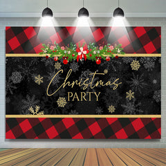 Lofaris Red And Black Gingham Snowflake Christmas Backdrop