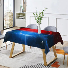 Lofaris Red And Blue Aureole Light Rectangle Tablecloth