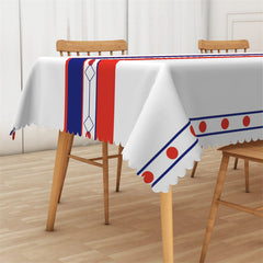 Lofaris Red And Blue Mediate Line Kitchen Room Tablecloth