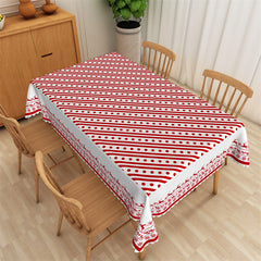 Lofaris Red And Dots Stripe Christmas Tablecloth For Dining