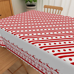 Lofaris Red And Dots Stripe Christmas Tablecloth For Dining