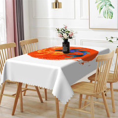 Lofaris Red And Navy Blue Carp White Tablecloth For Home Decor