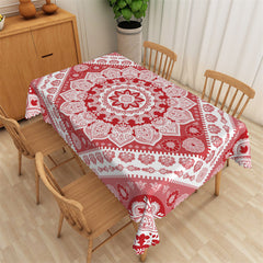 Lofaris Red And Pink Mandala Pattern Tablecloth For Kitchen