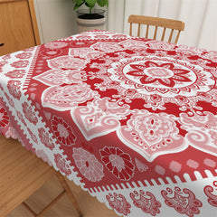 Lofaris Red And Pink Mandala Pattern Tablecloth For Kitchen