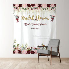 Lofaris Red and Pink Roses Golden Bokeh Bridal Shower Backdrop