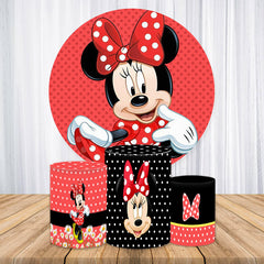 Lofaris Red And Pretty Minnie Themed Party Round Backdrop Kit