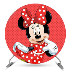 Lofaris Red And Pretty Minnie Themed Party Round Backdrop Kit