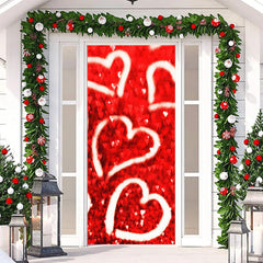 Lofaris Red And White Heart Happy Valentines Day Door Cover