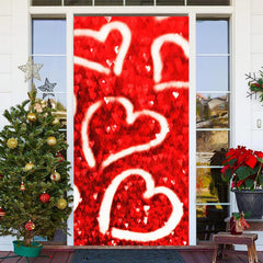 Lofaris Red And White Heart Happy Valentines Day Door Cover