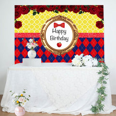 Lofaris Red Apple Roses Princess Happy Birthday Backdrop