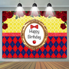 Lofaris Red Apple Roses Princess Happy Birthday Backdrop