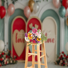 Lofaris Red Arch Love Balloons Valentines Day Photo Backdrop