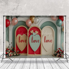 Lofaris Red Arch Love Balloons Valentines Day Photo Backdrop