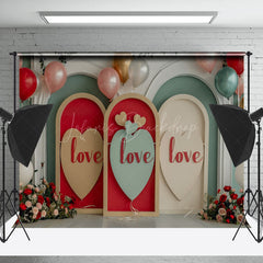 Lofaris Red Arch Love Balloons Valentines Day Photo Backdrop