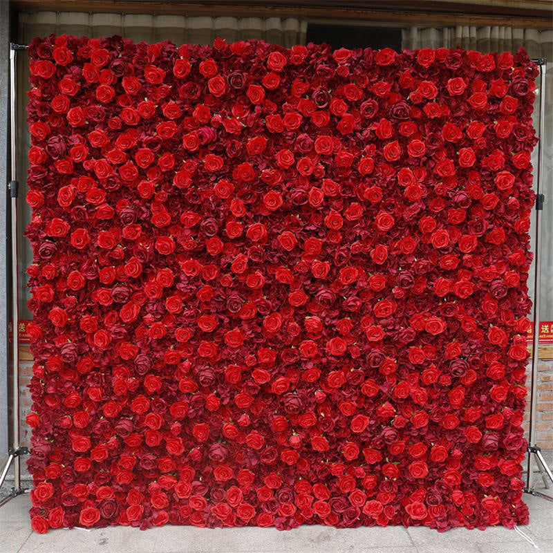 Lofaris Red Artificial Flower Wall For Wedding Party Decor