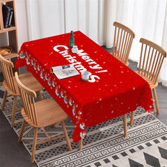 Lofaris Red Ball Stars Merry Christmas Rectangle Tablecloth