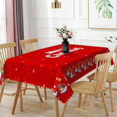 Lofaris Red Ball Stars Merry Christmas Rectangle Tablecloth