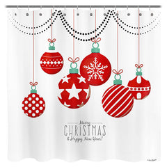 Lofaris Red Ball White New Year Christmas Shower Curtain