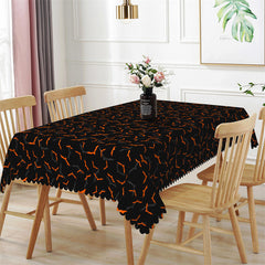 Lofaris Red Bat Pattern Black Tablecloth For Halloween Party