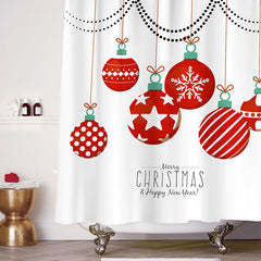 Lofaris Red Bauble Christmas Happy New Year Shower Curtain