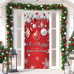 Lofaris Red Bauble Snowflake Merry Christmas Door Cover