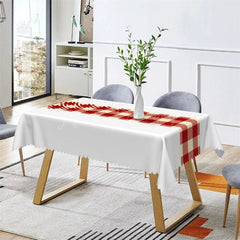 Lofaris Red Beige Checkered Christmas Rectangle Tablecloth