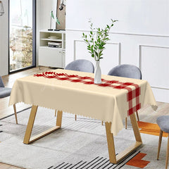 Lofaris Red Beige Gingham Christmas Rectangle Tablecloth