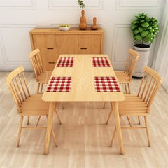 Lofaris Red Beige Plaid Fabric Dining Set Of 4 Placemats