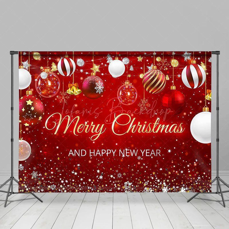 Lofaris Red Bells Merry Christmas Happy New Year Backdrop