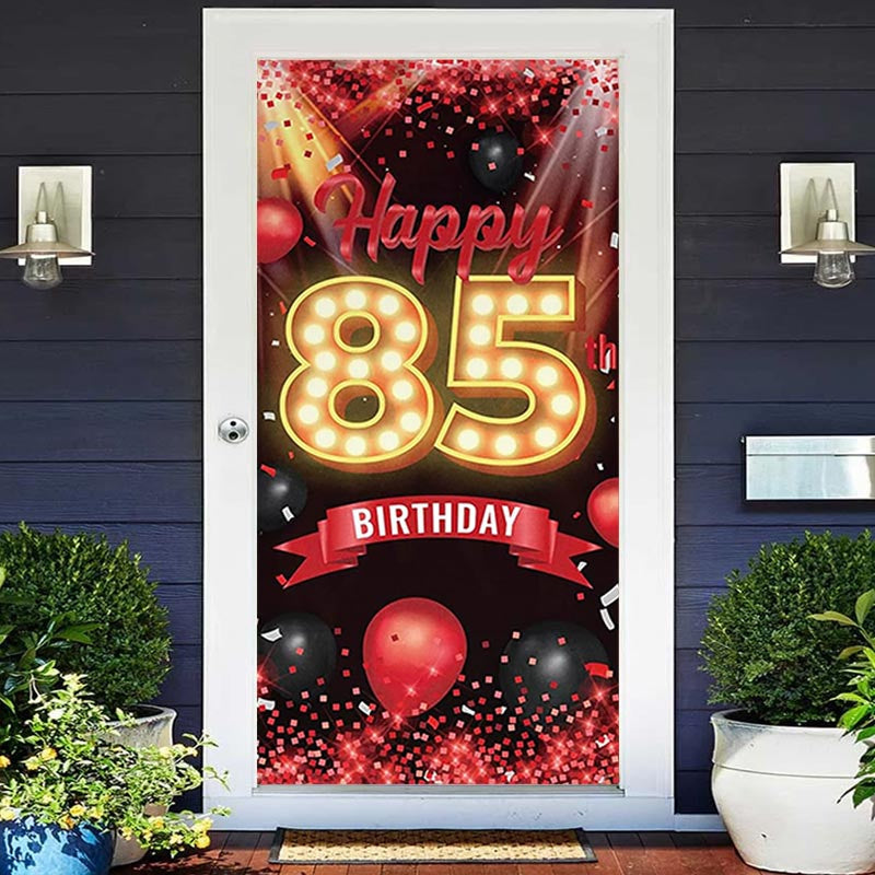 Lofaris Red Black Balloons Confetti 85Th Birthday Door Cover