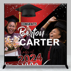 Lofaris Red Black Class 2024 Custom Congrats Grad Backdrop