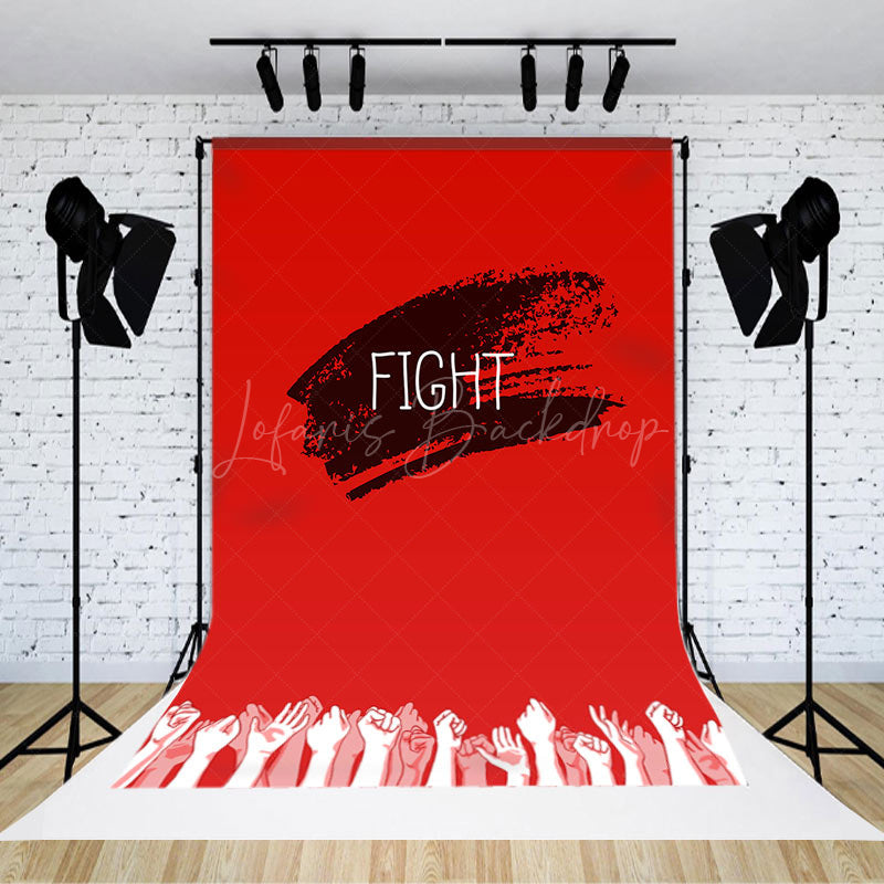 Lofaris Red Black Fight Clenched Fist Positive Backdrop