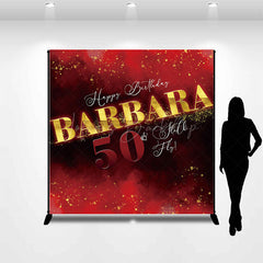 Lofaris Red Black Gold Abstract 50th Birthday Party Backdrop