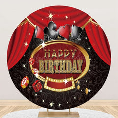 Lofaris Red Black Gold Round Casino Backdrop For Birthday