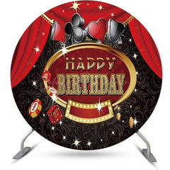 Lofaris Red Black Gold Round Casino Backdrop For Birthday