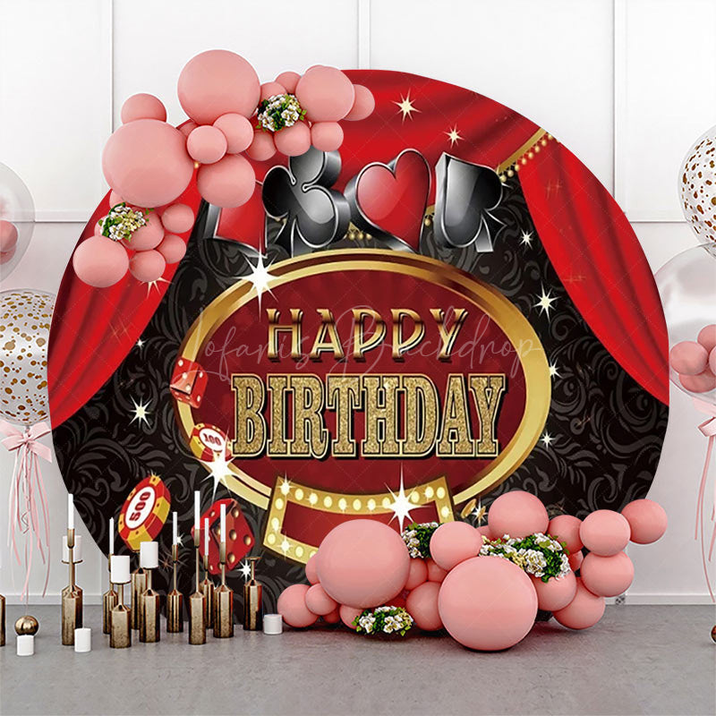 Lofaris Red Black Gold Round Casino Backdrop For Birthday